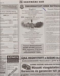 2010. augusztus 13., Mátészalka, Szatmári Szó, 2.oldal