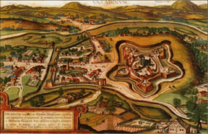 Map-of-Oradea-Varadinum-by-Joris-Hoefnagel-1617-Baldescu-2008
